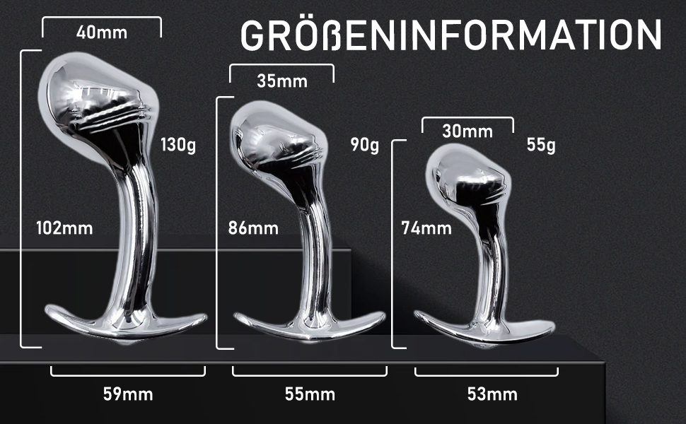Металевий набір анальних заглушок HXLXW, S/M/L, стимуляція простати, для чоловіків та жінок