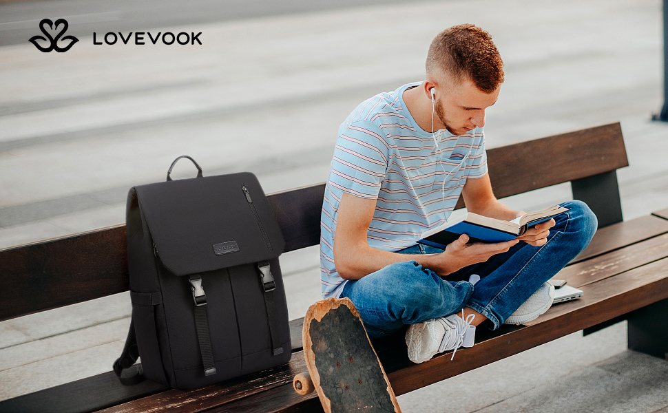 Водонепроникний рюкзак LOVEVOOK для ноутбука 15.6-17.3 дюймів, міський шкільний рюкзак для жінок, чоловіків та підлітків, чорний