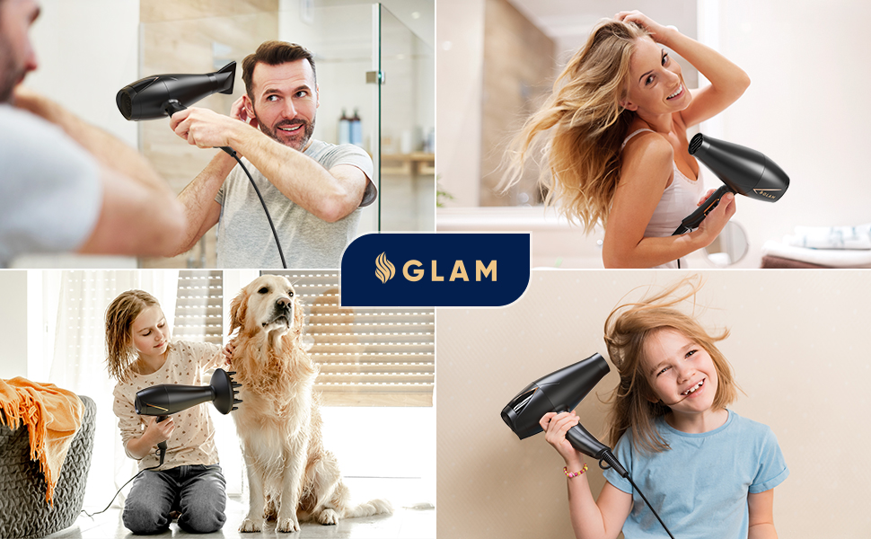 Професійний фен для волосся GLAM Profi 2300W з іонізацією, AC-мотором, дифузором та концентратором