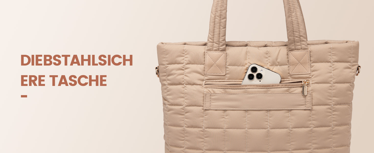 Жіноча сумка для ноутбука LOVEVOOK Puffer — стильна сумка-шопер м'яка, колір хакі (для ноутбуків до 15,6 дюймів)