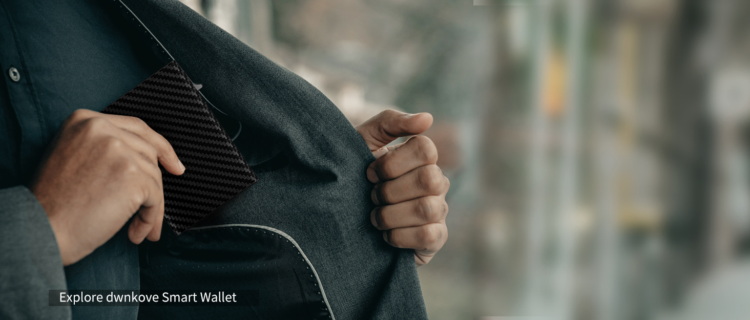 Чоловічий картхолдер dwnkove Slim Wallet з RFID-захистом, відділенням для монет та вікном для ID, смарт-гаманець Pop-Up з карбоновим дизайном, чорний