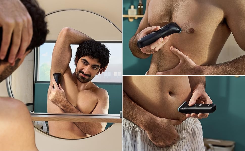 Триммер для чоловіків Philips Bodygroom Series 5000 BG5485/30 для тіла та інтимних зон, водонепроникний, 100 хв роботи, з 3 насадками та зарядним пристроєм
