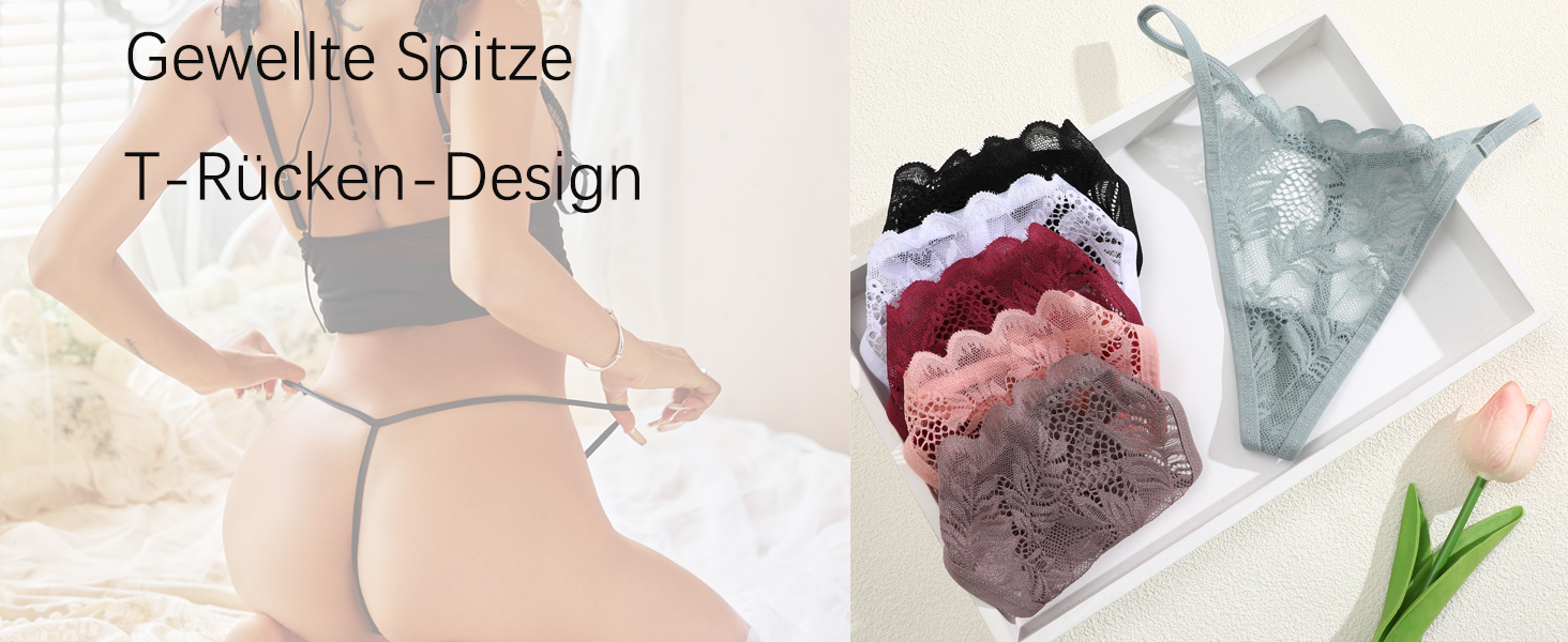 Сексуальні жіночі трусики-танга ALL OF ME (6 шт.) з мережива, кольори: білий, чорний, фісташковий, сіро-блакитний, рожевий, хакі, розміри S-XL