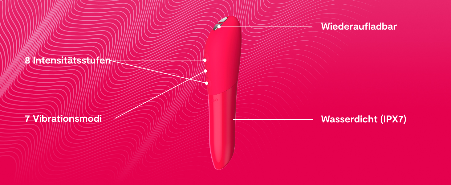 We-Vibe Tango X Bullet Вібратор для жінок, 8 режимів, водонепроникний, блакитний (Вишнево-червоний)