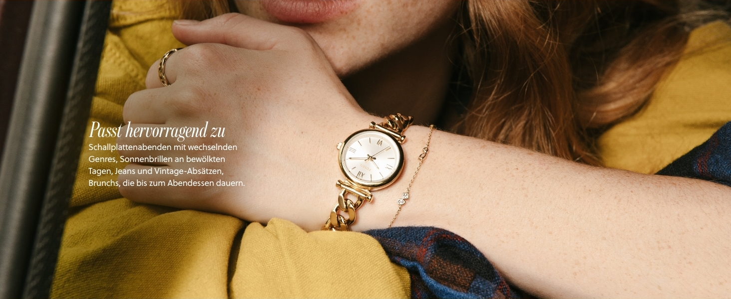 Жіночий кварцовий годинник Fossil Carlie золотистого кольору з білим циферблатом та сталевим браслетом, 28 мм