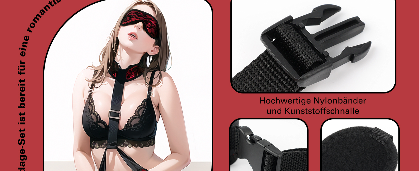 Набір для БДСМ: наручники, пов'язка на очі, стрічки, нашийник, ремінці для зап'ястя. Ідеально для пар, екстремальних ігор та косплею. 5 предметів