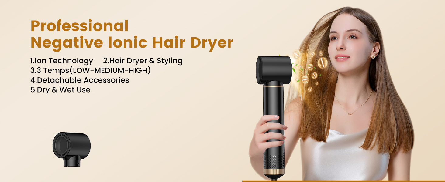 Стайлер для волосся 5 в 1 UKLISS Airstyler Pro: багатофункціональний набір для сушіння та укладки (фен, брашинг, гофре, вирівнювач), 1000 Вт, чорний