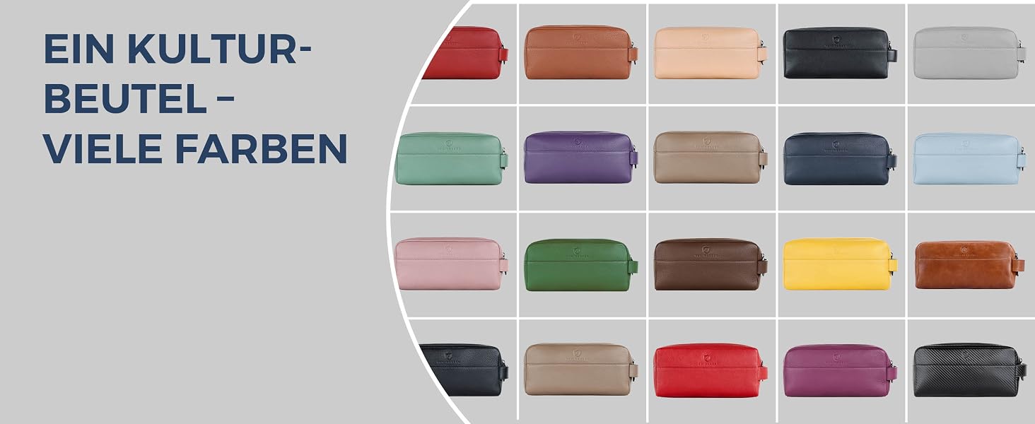 Шкіряна косметичка для подорожей VON HEESEN — універсальна сумка для аксесуарів та гігієни з 2-ма відділеннями, натуральна шкіра, чорна, великий розмір