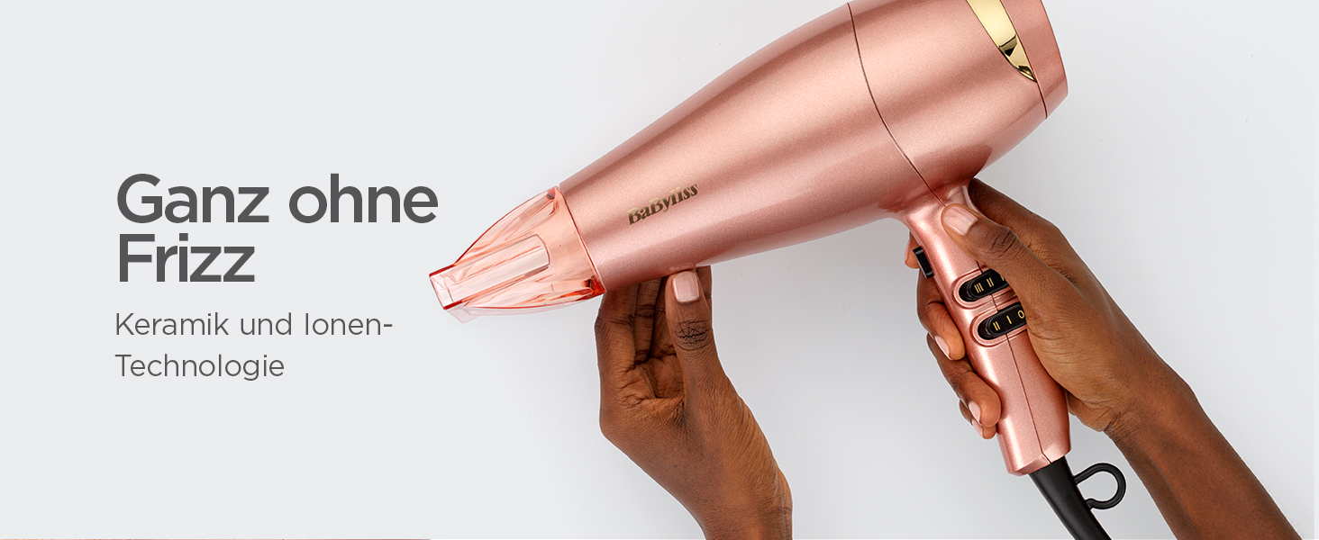 Професійний іонний фен BaByliss Rose Gold 2100W з керамічним покриттям, 3 температурні та 2 швидкісні режими, сріблястий, 5336PE EU