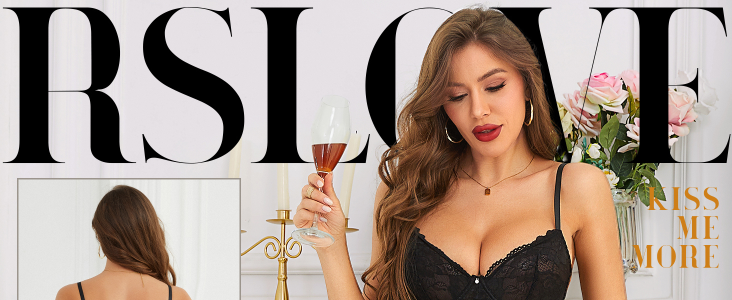 Сексуальний комплект білизни RSLOVE для жінок: мереживний боді-корсет з кісточками, підв'язками та трусиками, білий, розмір XXL