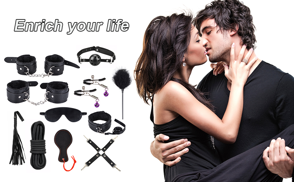 Набір для БДСМ-фетишу: 11шт фетиш-аксесуарів для БДСМ, набір для зв'язування, набір для інтимних ігор, чорний