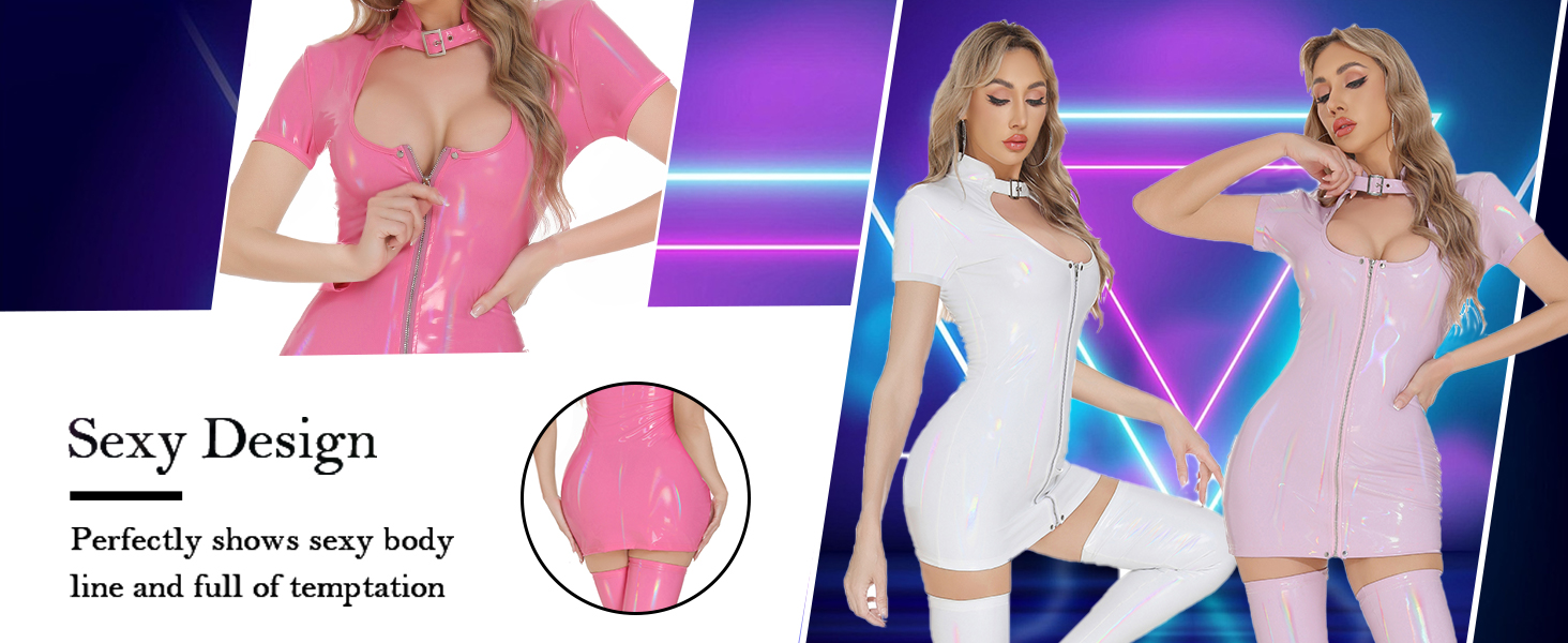 Латексна сукня для жінок Wetlook, сукня з лаку для жінок, латексний catsuit для жінок, чорний, XS-L