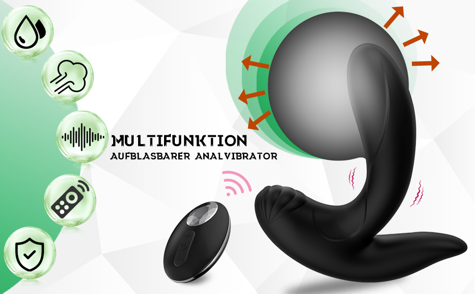 Надувний анальний плагін ZWFUN з вібрацією та пультом дистанційного керування для чоловіків