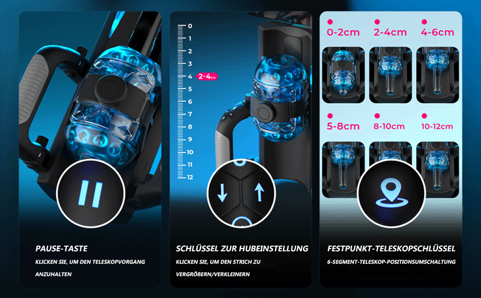 Електричний мастурбатор для чоловіків зі складаною конструкцією, з подвійним захватом, 9 режимів вібрації та 6 телескопічних дистанцій, реалістична 3D-структура вагіни