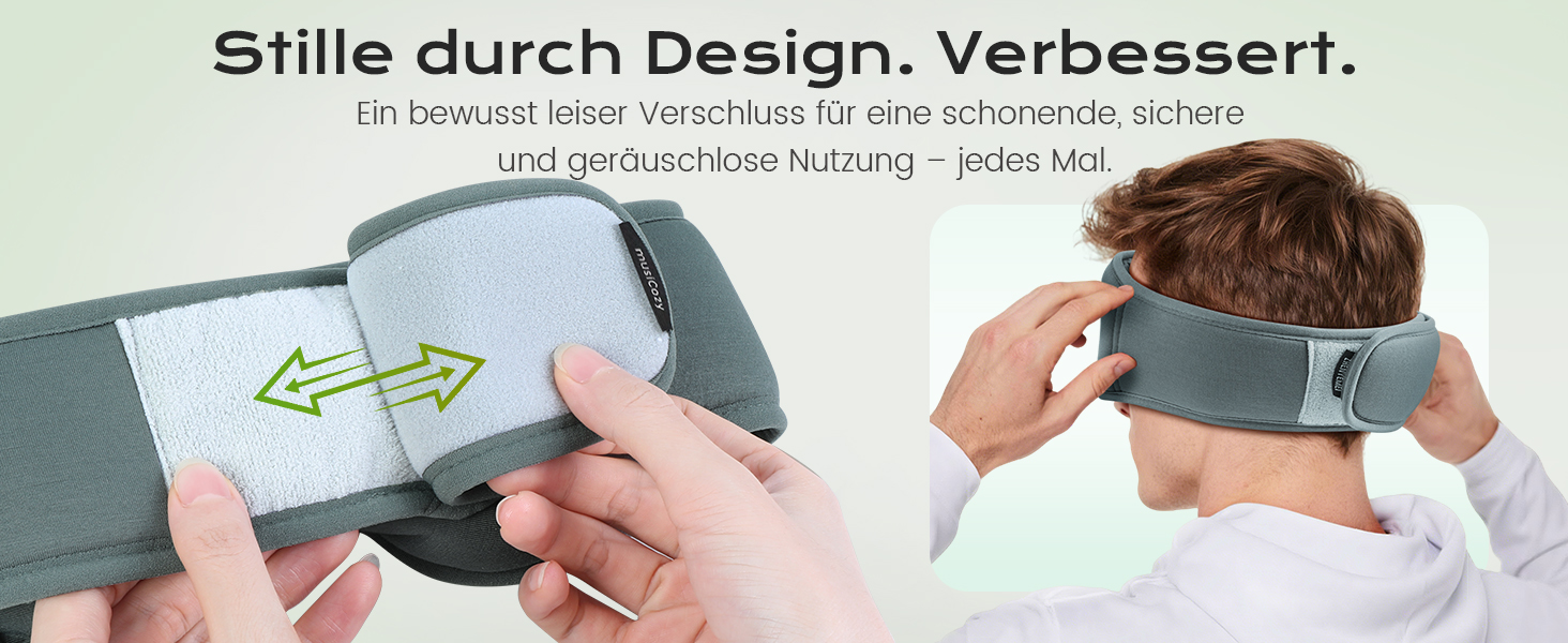 Bluetooth-навушники для сну MUSICOZY 5.4 — Маска для сну з 3D бамбуковою бавовною, повне затемнення (Blackout), 16 годин роботи, для подорожей та людей, що сплять на боці (Димчасто-сірий)