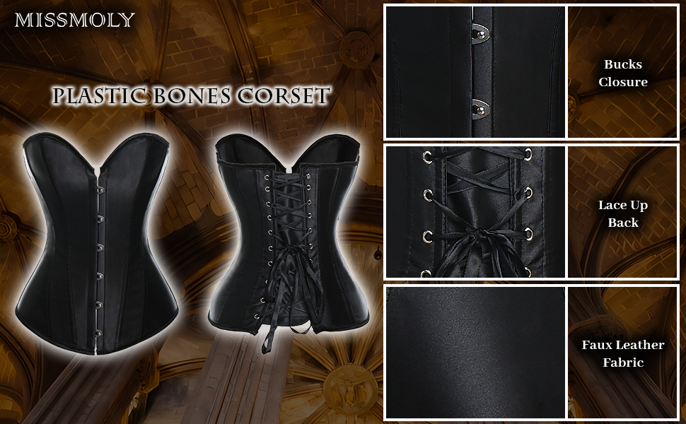 Корсет MISS MOY Donna Satin Bustino Overbust Білий (M, Чорний)