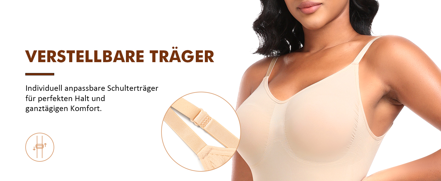 Коригуючий боді для жінок Werena Shapewear — безшовний утягуючий одяг для живота та стегон, формуючий боді-шорти з регульованими бретелями, чорний, розмір L
