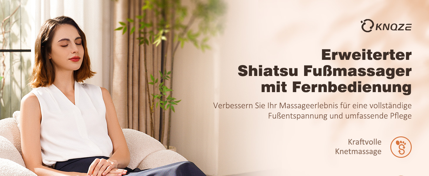 Електричний масажер для ніг KNQZE з функцією підігріву, глибокий Shiatsu-масаж при п'ятковій шпорі та невропатії, до 47 розміру, чорний
