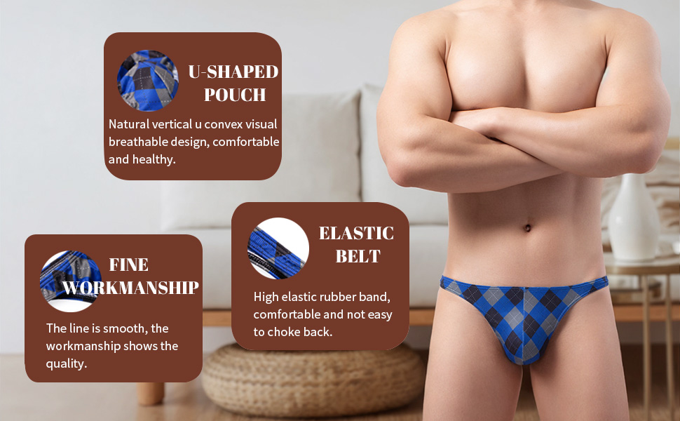 Сліпекси чоловічі Faringoto, принт, Eisseide, дихаючі, бікіні, G-String, XL, 5 пар