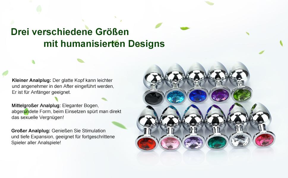 Набір анальних пробок Klein Medium Groß з металу: Butt Plug з кристалами та діамантами, темно-фіолетовий