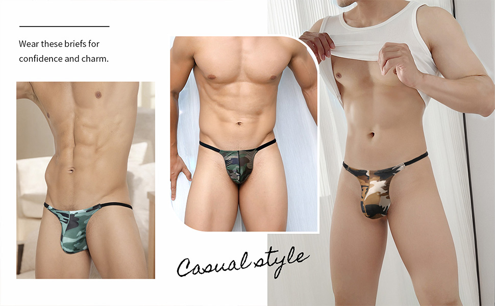 Танга чоловічі Faringoto, камуфляж, низька посадка, XL, 4 шт.