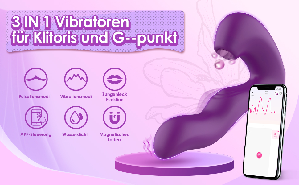 Вібратор-дзідло Yewuzer 3-в-1 з пультом керування (APP), секс-іграшка для жінок та пар, стимуляція G-точки, 10 режимів, вібратор-набір