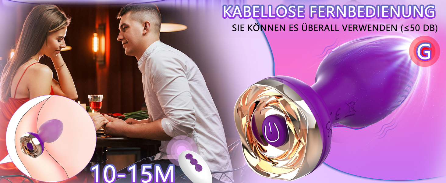 Анальні вібратори для жінок та чоловіків з пультом дистанційного керування, 10 режимів, для пар, фіолетовий