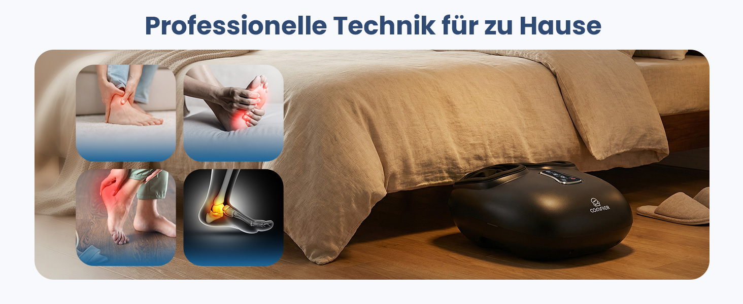 Електричний масажер для ніг COMFIER Shiatsu, інфрачервоний масажер стоп, чорний