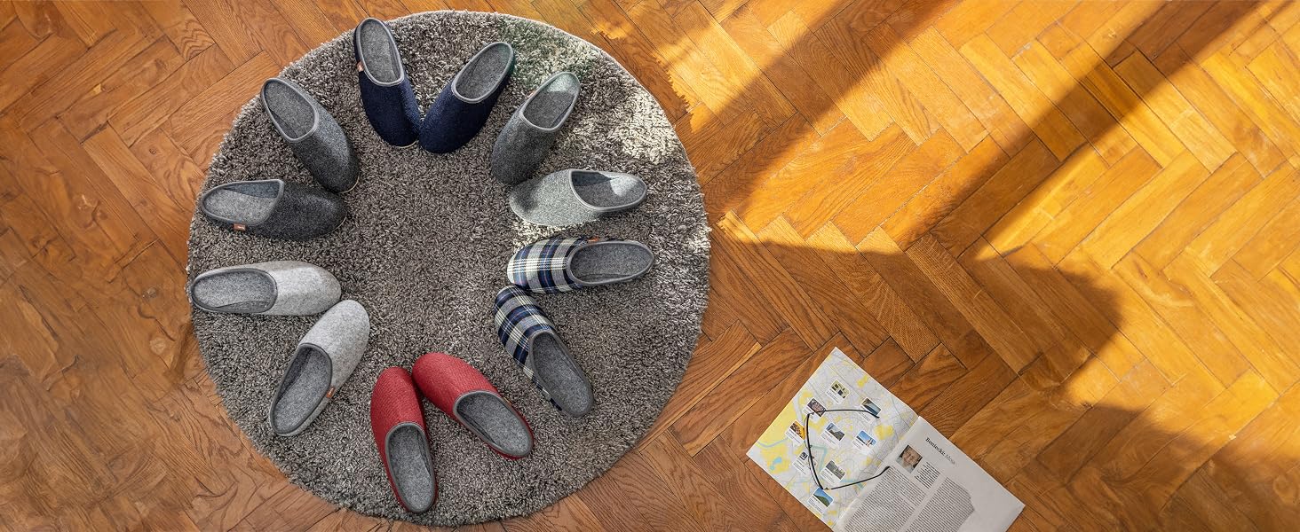 Унісекс капці з фетру BeComfy з протиковзакою гумовою підошвою, колір графіт, розмір 39 EU