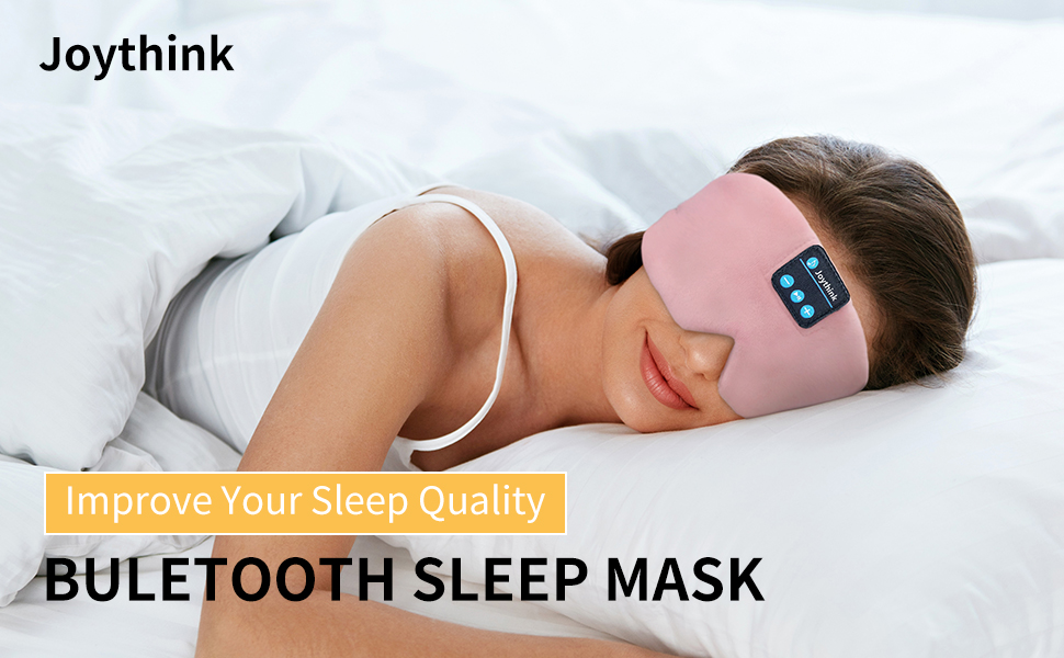 Шовкова маска для сну з Bluetooth-навушниками 5.3 Joythink, музична маска для сну для тих, хто спить на боці, 16 годин автономної роботи, миюча маска для подорожей, медитації та відпочинку, Рожева