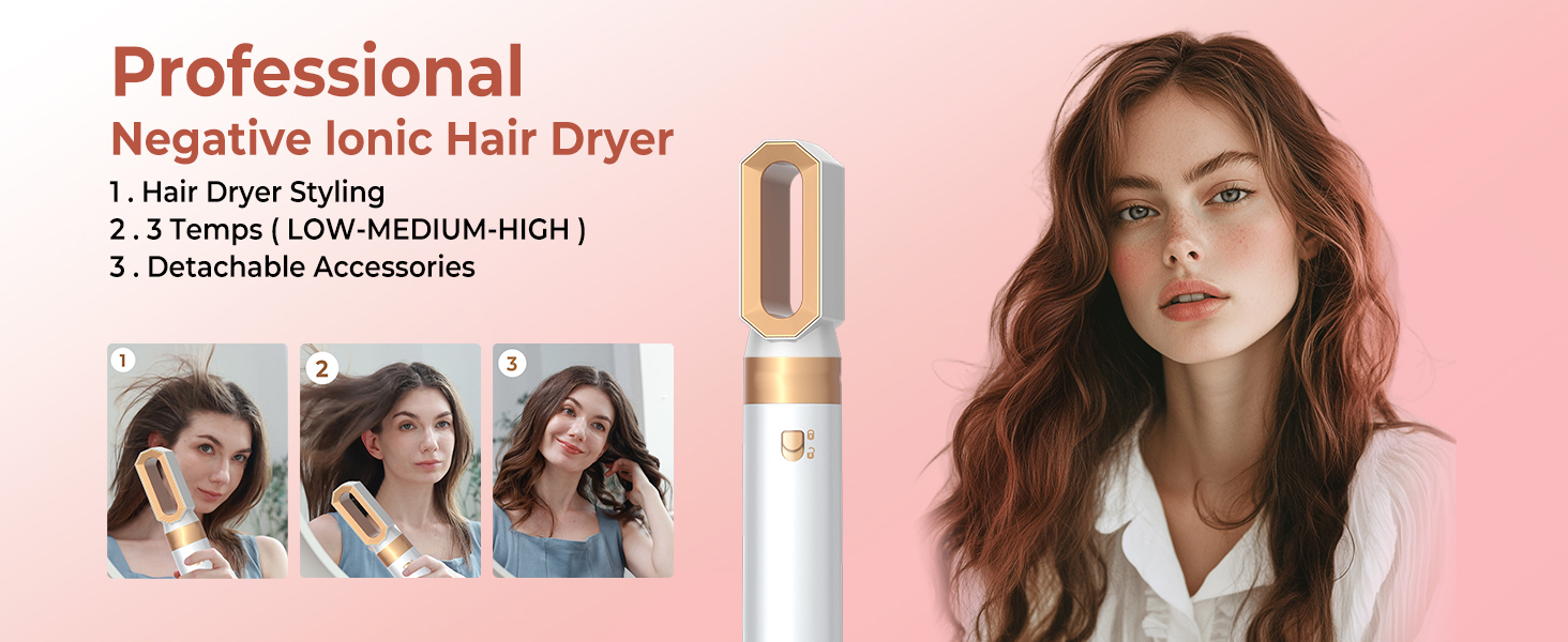 Мультистайлер для волосся 6 в 1 MogaWave Hairstyler Pro Airbrush: фен-щітка, автоматичний курлер та вирівнювач для об'єму, завивки та гладкості, бежевий