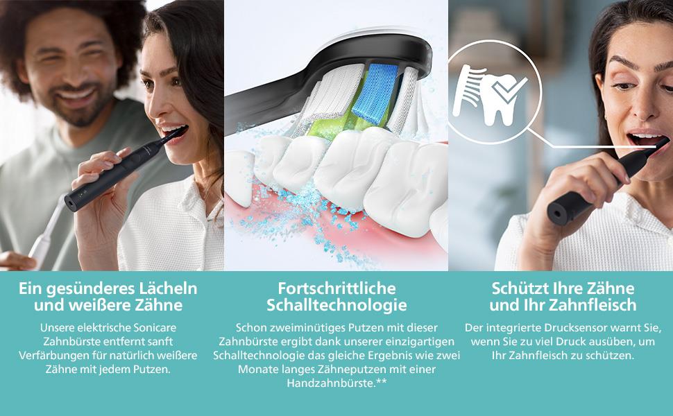 Електрична сонічна зубна щітка Philips Sonicare 4100 HX3683/33 для дорослих, чорна, з насадкою Optimal White, дорожнім футляром та USB-зарядним пристроєм