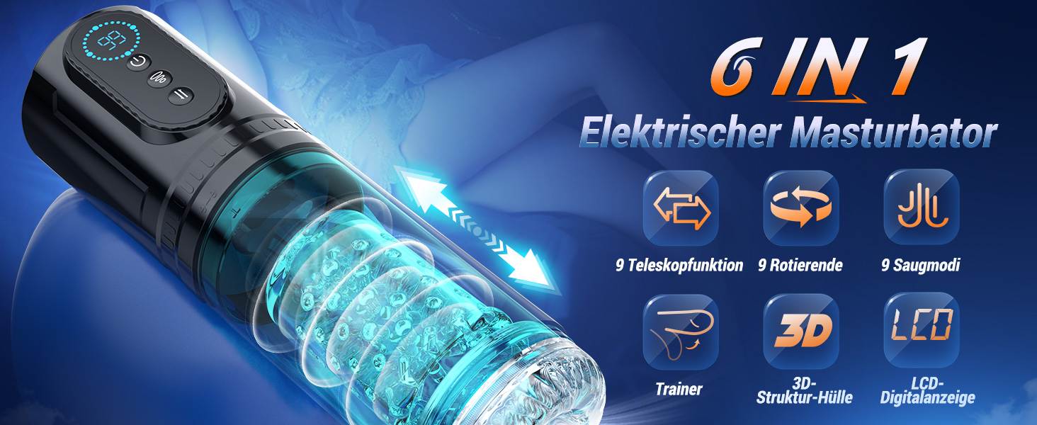 Мастурбатор для чоловіків Pangpangmi з 9 режимами, телескопічною функцією та ротацією - сексуальна іграшка для чоловіків