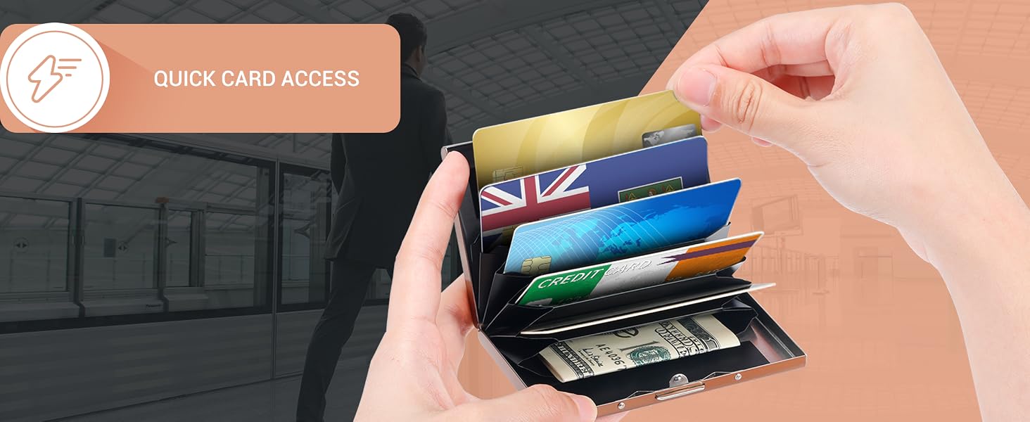 Ультратонкий металевий картхолдер з RFID-захистом від скіммінгу, гаманець для кредитних карток на 6 слотів, колір Rosegold з квітковим принтом, унісекс