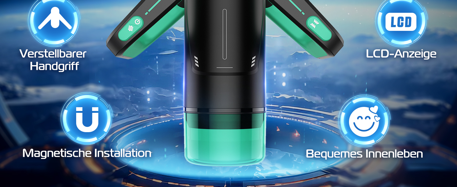 Інтимна іграшка для чоловіків Eanatoys Masturbieren з 9 вібраціями, телескопічною функцією та LCD-дисплеєм (зелена)