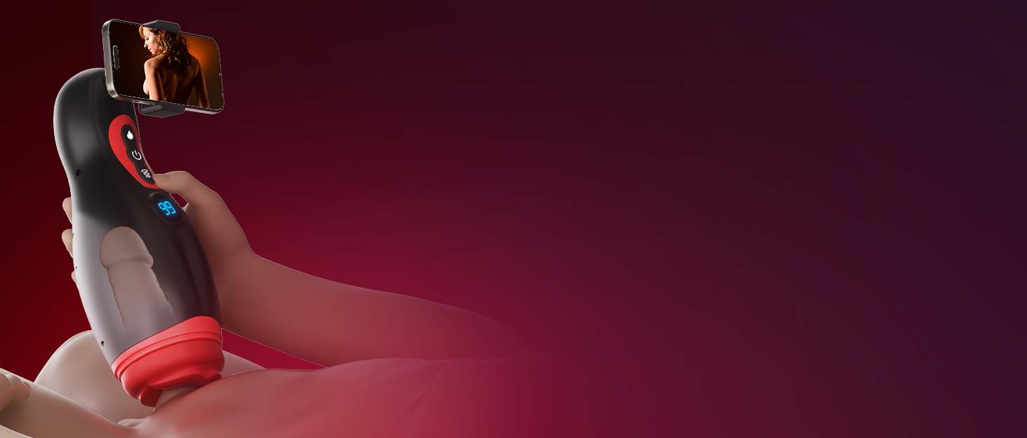 Електричний вібратор для чоловіків 6-в-1 з функцією тримача для телефону, реалістичною ротовою порожниною та керуванням через додаток