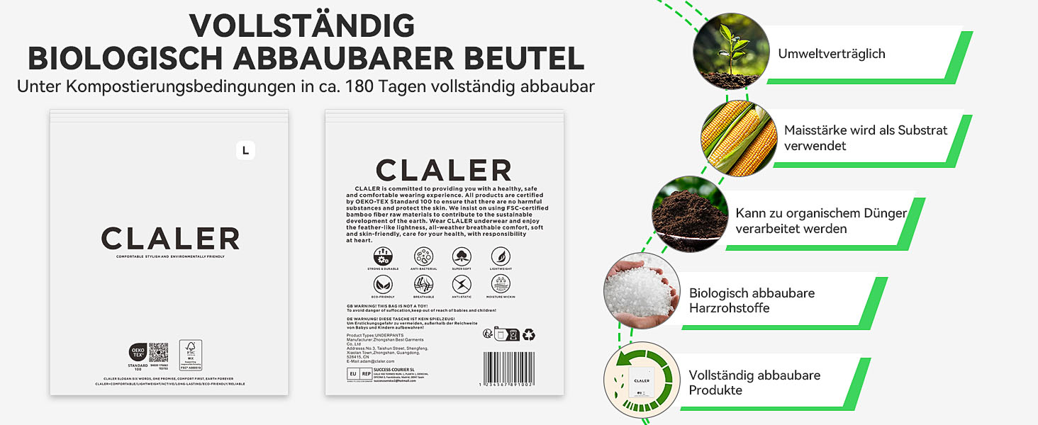 Чоловічі труси CLALER з бамбука (6 шт.) - дихаюча спортивна білизна з антибактеріальним ефектом, чорний+сірий+синій+червоний+зелений+жовтий