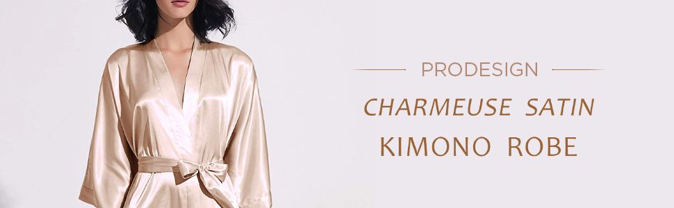 Шовковий халат-кімоно PRODESIGN для жінок, довгий, з поясом, однотонний, чорний. Легкий халат для дому та сну.