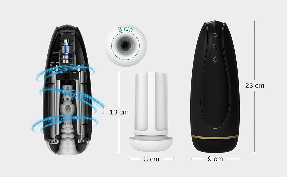 Електричний мастубатор для чоловіків Nappex Branco з потужним всмоктуванням та вібрацією, режим оргазму, чорний