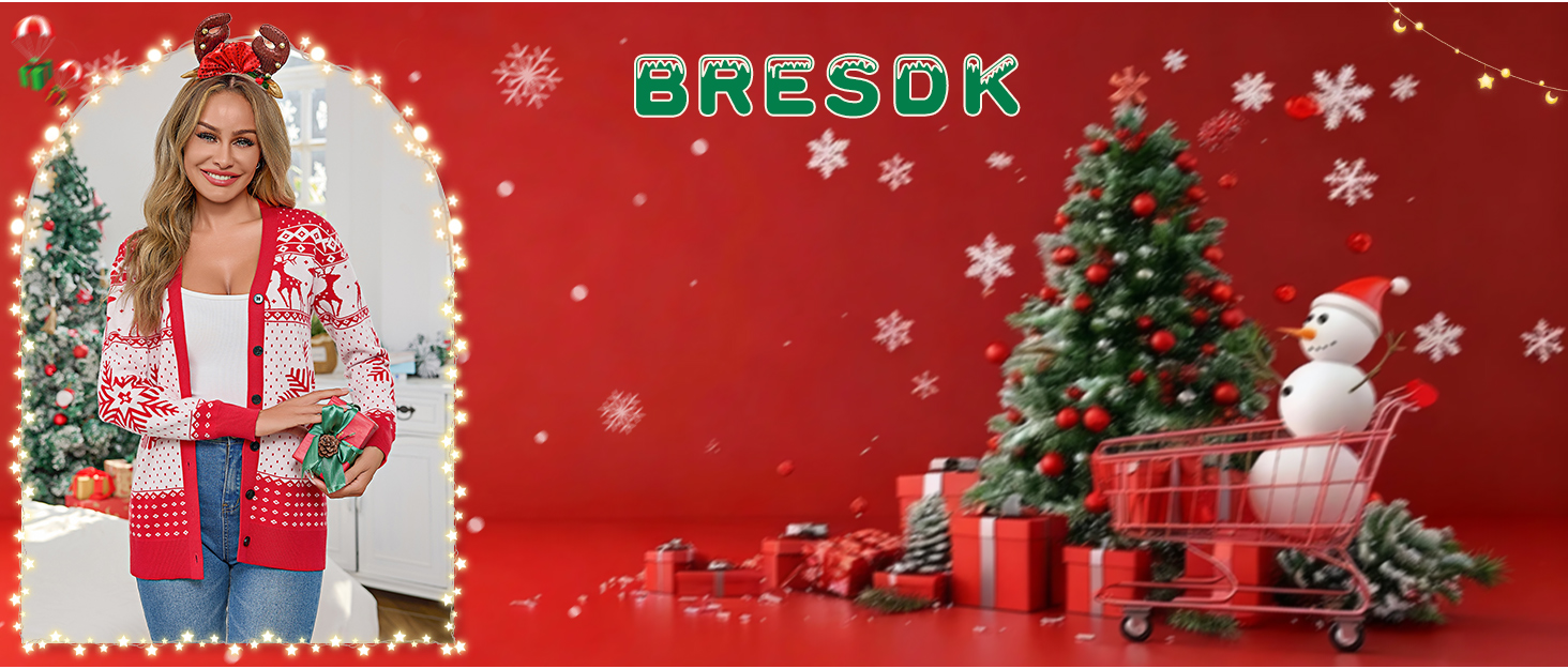 Жіночий різдвяний светр Bresdk для пар, святковий пуловер на Новий рік, чорний, розмір M