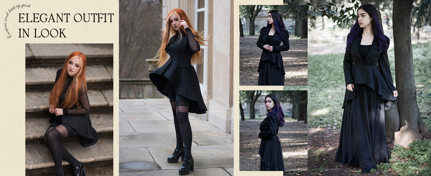 Жіночий костюм на Хелловін: корсет-жакет у стилі ренесанс/вікторіан/готика/стеampunk, чорний, XL