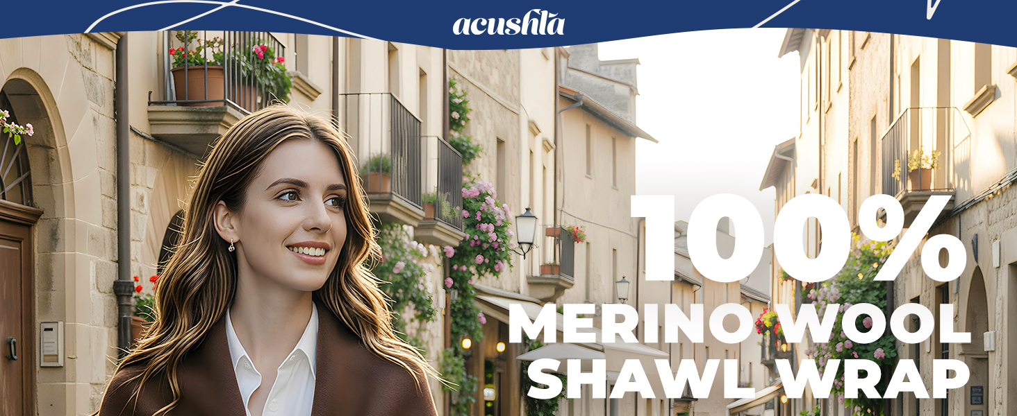 Жіночий шарф-пашміна ACUSHLA з 100% мериносової вовни, трикутний пончо-стола, колір верблюжий, 185x70 см