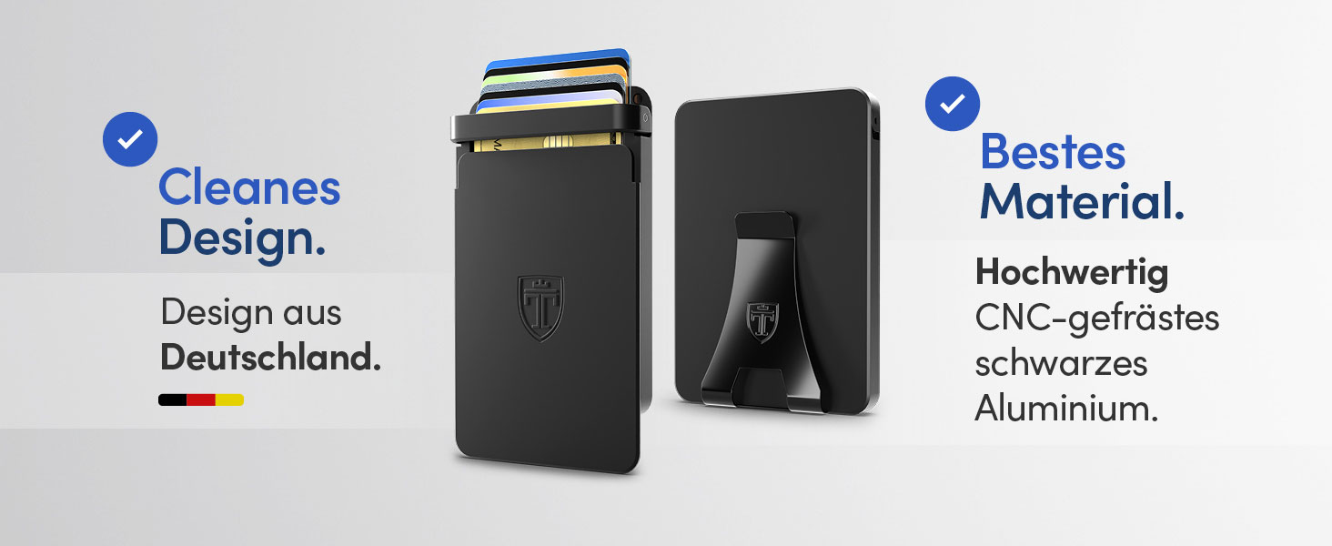 Алюмінійний картхолдер TRAVANDO SLYDE з RFID-захистом та громаздкою затискачею для грошей, чоловільний тонкий гаманець для 5-7 карт