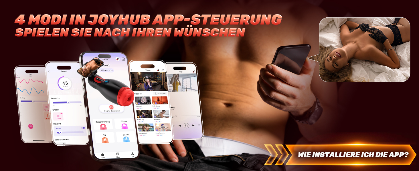 Електричний вібратор для чоловіків 6-в-1 з функцією тримача для телефону, реалістичною ротовою порожниною та керуванням через додаток