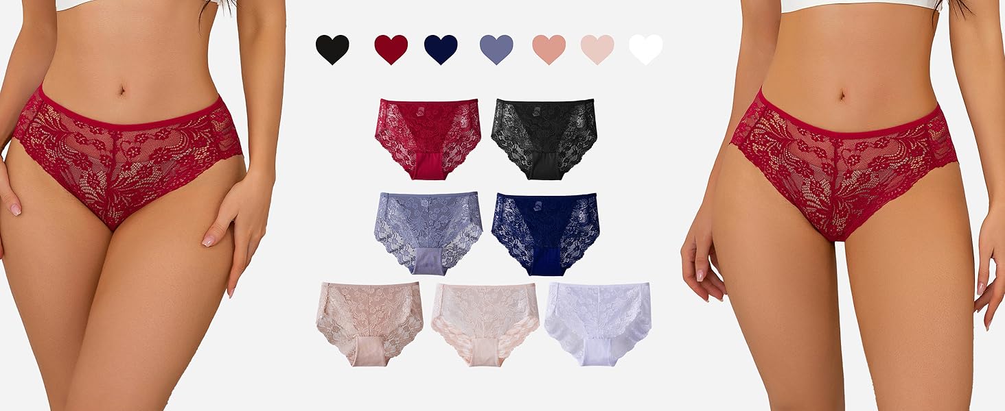 Сліпекс жіночі мереживні, безшовні, великі розміри, 6 шт. (чорний*2, червоний*2, рожевий*2)