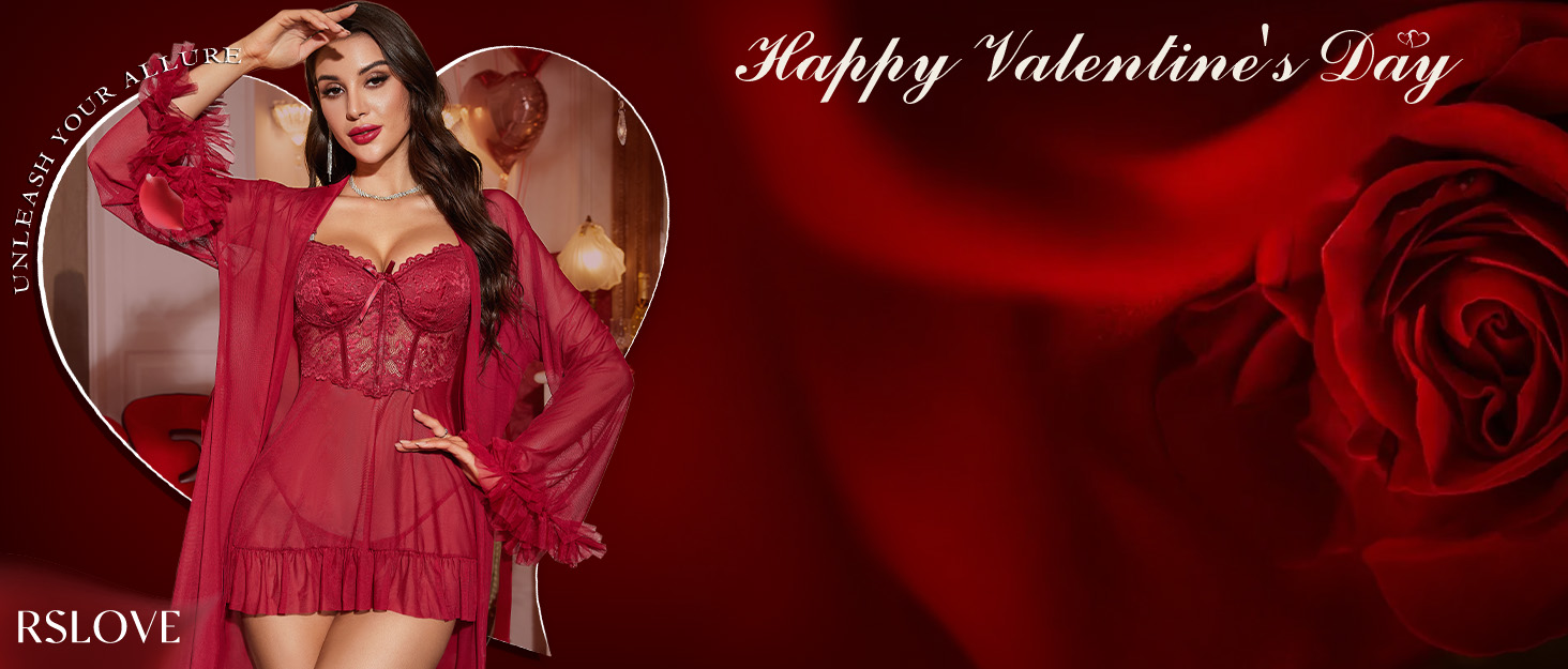 RSLOVE Комплект сексуальної білизни для жінок - мереживний комплект ніжної піжами, халат, 2-частинний неглиже, нічна сорочка, чорний M