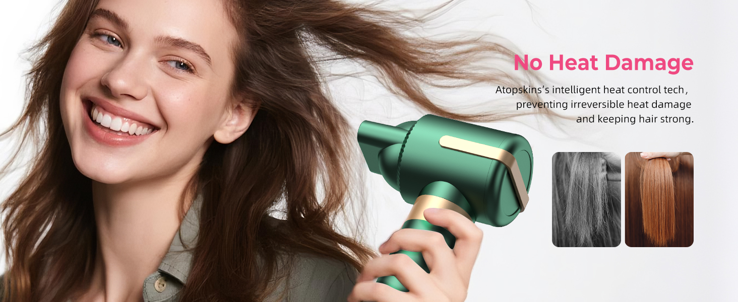 Мультифункціональний стайлер для волосся 7 в 1 Atopskins Airstyler Pro: фен з дифузором, круглі щітки, випрямляч та плойка для локонів Beach Waves, зелено-золотий
