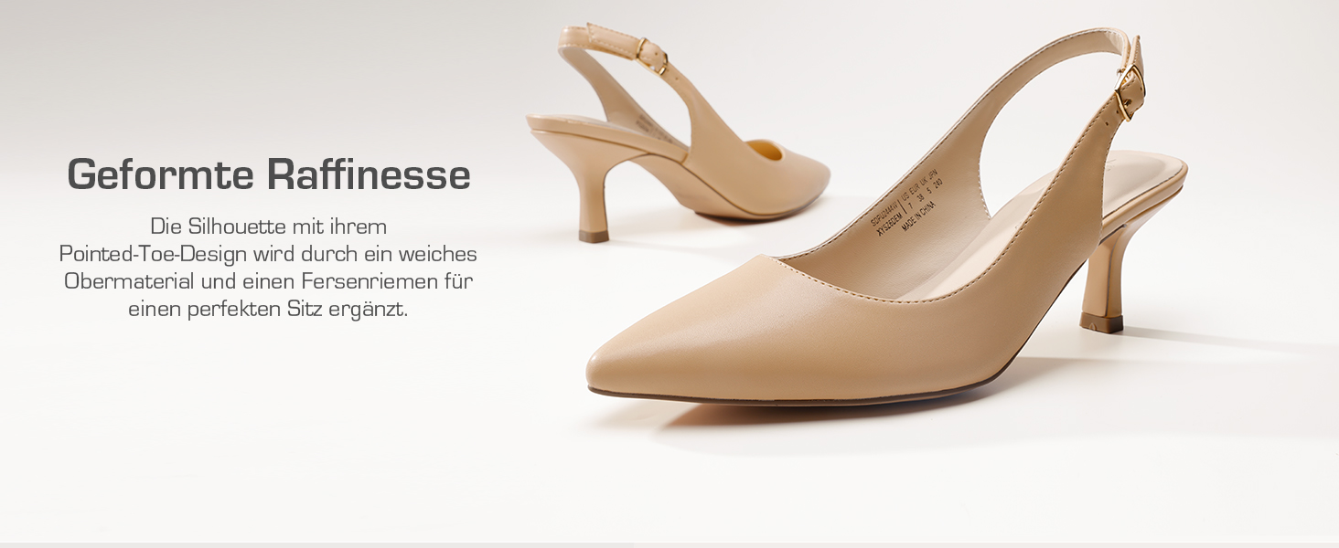 Жіночі туфлі-човники Dream Pairs Slingback на підборах, білі, екошкіра (PU), розмір 39 EU