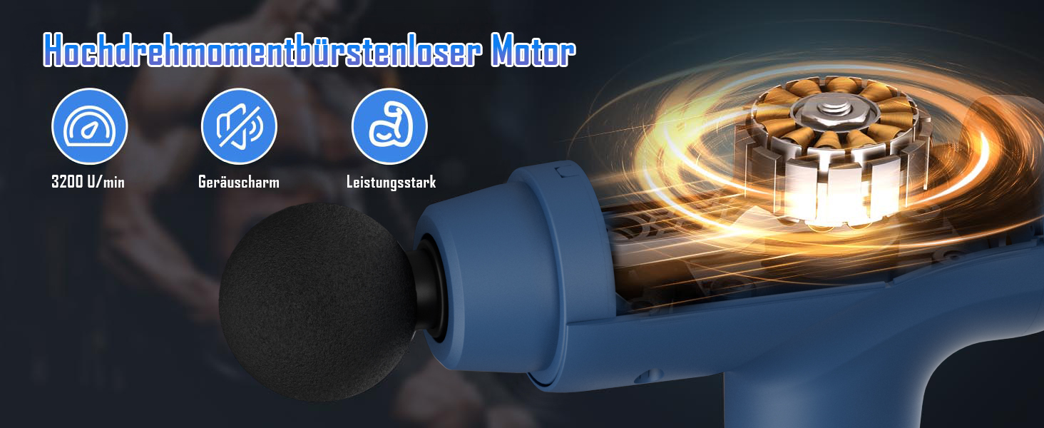 Перкусійний масажер Massage Gun з LED-екраном, електричний масажний пістолет для м'язів: 20 швидкостей, 9 насадок, сумка для перенесення, синій