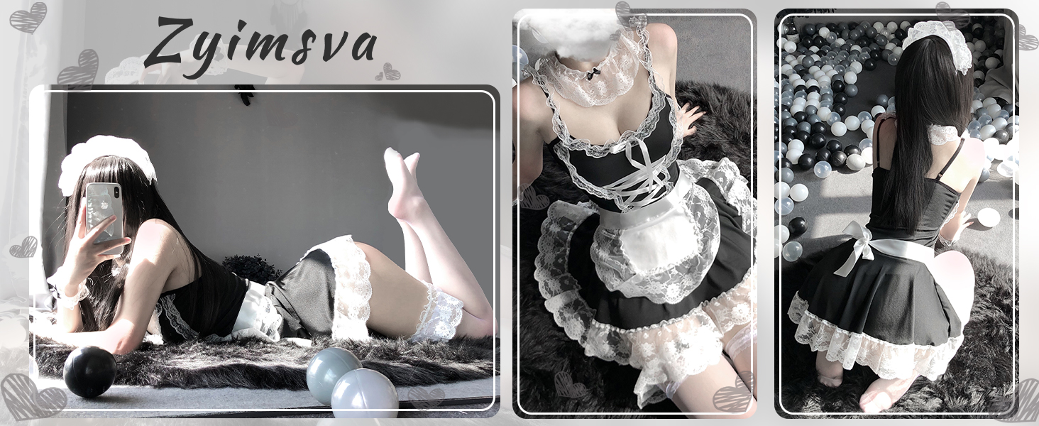 Костюм горничної на Хелловін: сукня, мереживо, панчохи, розмір S-M